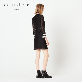 sandro R20199H 女士桑蚕系带领连衣裙