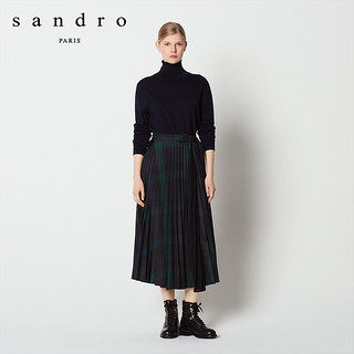 sandro J4230H 女士格纹百褶半裙