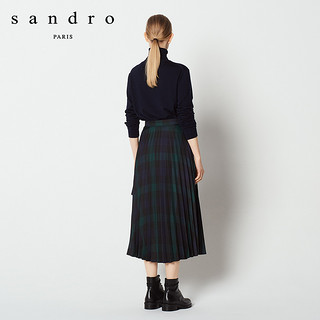 sandro J4230H 女士格纹百褶半裙