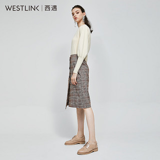 westlink 西遇 11680666 女士修身甜美泡泡袖毛衣 杏色 M