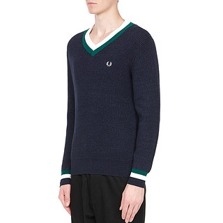 FRED PERRY 佛莱德·派瑞 3186XMA 男士V领长袖针织衫 海军蓝 S