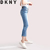 DKNY P8BK6216 中腰蝴蝶刺绣毛边牛仔裤 牛仔蓝 160/64A