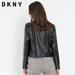 DKNY W83W303 女士机车休闲短款皮衣 黑色 155/80A