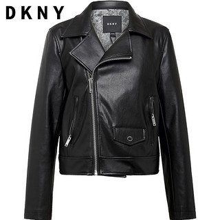 DKNY W83W303 女士机车休闲短款皮衣 黑色 155/80A