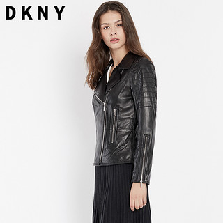 DKNY DL811101 女士短款修身皮衣 黑色 160/84A