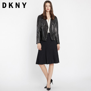 DKNY DL811101 女士短款修身皮衣 黑色 160/84A