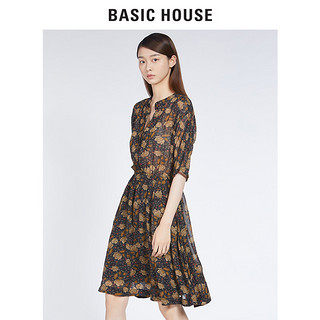 BASIC HOUSE 百家好 HROP529D 女士印花中袖A字裙