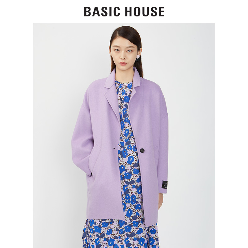 BASIC HOUSE 百家好 HSCA720D 女士中长款羊毛双面呢大衣