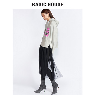 BASIC HOUSE 百家好 HRTS727B 女士连帽印花喇叭袖卫衣