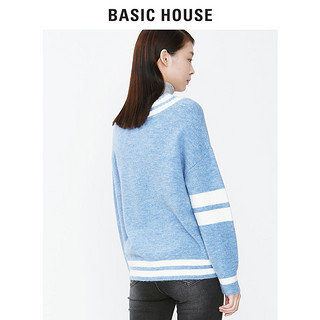 BASIC HOUSE 百家好 HSKT728A 女士V领学院风针织衫