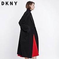 DKNY D8HJ5203S 女士纯羊毛中长款毛呢大衣 黑色 165/88A