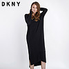 DKNY P8RDT01 女士宽松V字领连衣裙 黑色 155/80A