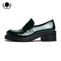 Little Good 7092-1 英伦方头中跟厚底小皮鞋