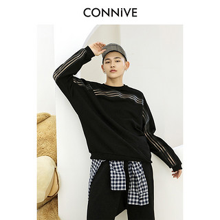 Connive 纵容 7CT161 男士拼接长袖卫衣 黑色 M