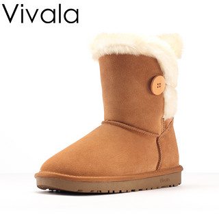 vivala 5803 女士牛皮中筒雪地靴