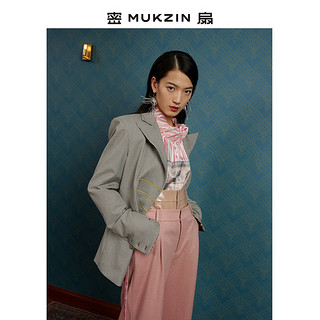 MUKZIN 密扇 女侠系列 J7311207 女士格纹西装外套 白灰色 S