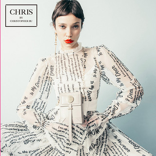  Chris by Christopher Bu卜柯文 A18SS82 女士字母图案蕾丝连衣裙 白色透明 S