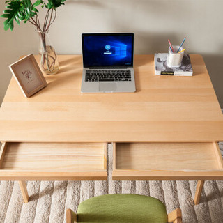 爱家佳 QS688 日式实木电脑桌 单桌1.0米（原木色）