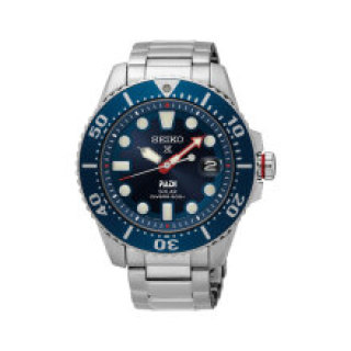 SEIKO 精工 SNE435J1 PADI特别款 男士太阳能腕表 43.5mm 蓝色 银色 不锈钢
