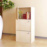 慧乐家 书柜书架 鲁比克三层组合带门柜 收纳柜置物架储物柜 白枫木色 11063-1