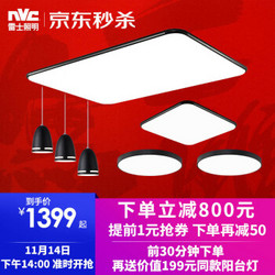 雷士照明超薄led吸顶灯 现代简约北欧灯具长方形大气客厅灯卧室灯具套餐 套餐⑤ 极光 店长倾情力荐