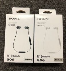 索尼(Sony) WI-C300 无线 NFC 蓝牙入耳式耳塞头戴式耳机带麦克风-全新