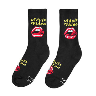 RELAX SOCKS 红唇长筒纯棉袜 黑色