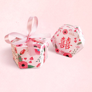 刺耳创意双喜字六角小糖盒