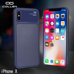 collen苹果X手机壳iPhonex/10商务全包防摔个性保护套 蓝色