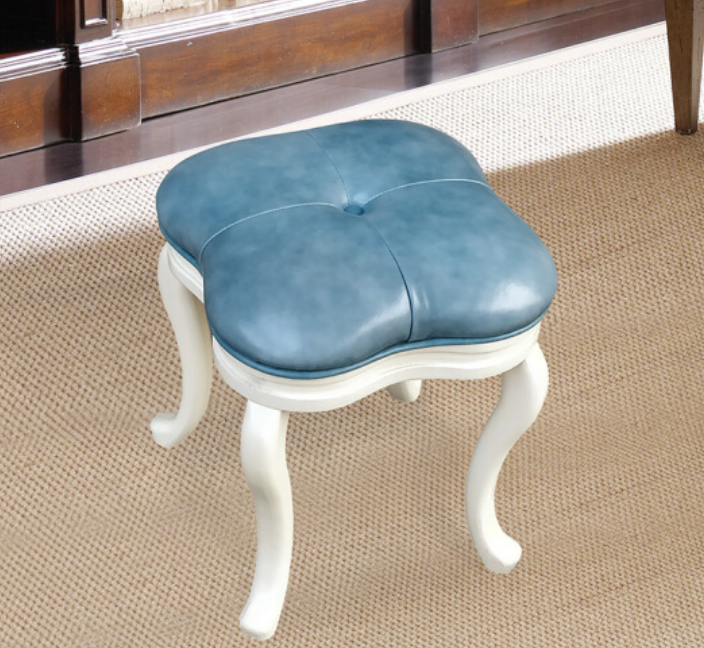 值友专享: 艾斯家乐 四叶草实木化妆凳 蓝色