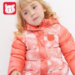 小猪班纳童装女童连帽羽绒服短款2018冬装新