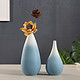 移动专享：华达泰陶瓷（Hoatai Ceramic）北欧手拉磨砂陶瓷花瓶 蓝色渐变水滴A款（不含花）