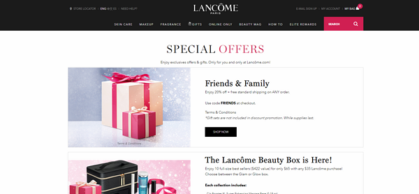 LANCOME美国官网 黑五优惠开启