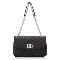 BALENCIAGA BB Round 女士小牛皮单肩包 中号