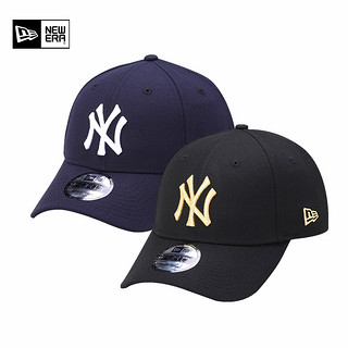  NewEra MLB系列 潮流棒球帽 黑色金标NY