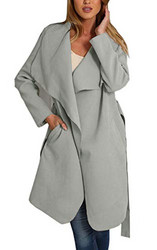 Hibluco 女式披肩长袖羊毛外套带腰带
