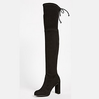 STUART WEITZMAN 女士过膝靴 HILINE BLACK SUEDE