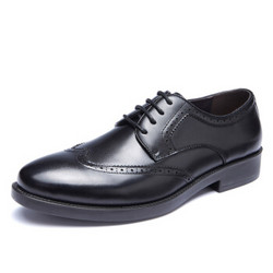 奥康（Aokang）男士商务正装皮鞋男布洛克单鞋系带低帮鞋173211053黑色41码