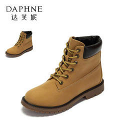 Daphne/达芙妮 秋冬休闲系带平跟舒适方跟英伦马丁靴女