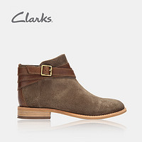 Clarks 女士皮带扣平底踝靴短筒靴 黑色 35.5