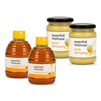 Waitrose 营养蜂蜜系列 纯结晶蜂蜜-玻璃罐装 454g*2瓶+纯清澈蜂蜜-挤压罐装 454g*2瓶