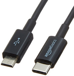 AmazonBasics 亚马逊倍思 USB Type C to Micro B 2.0 数据线  黑色 0.9m