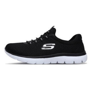 SKECHERS 斯凯奇 12980-BKW 女士懒人休闲鞋 37