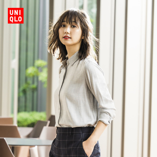 【uniqlo/优衣库女士衬衫】uniqlo 优衣库 410002 女士花式衬衫 浅