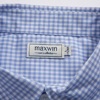 MAXWIN 马威 男式格纹梭织衬衫 浅蓝 S