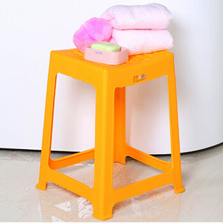 茶花 塑料凳子条纹46.6cm高方凳子 橙色 A0838P