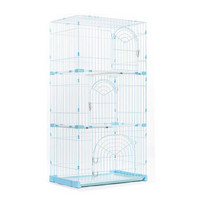 爱丽思IRIS 猫笼子宠物笼子豪华托盘式易清扫猫笼子三层别墅猫笼子 PC903蓝