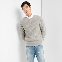 Gap男装 含羊毛基本款纯色立体扭花长袖针织衫 350890 XL 深葡萄色