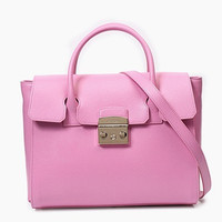 FURLA 芙拉 METROPOLIS M系列 941778 女士光面牛皮单肩包 中号 玫粉色