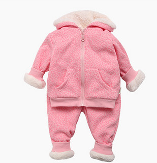 新年款5色可选/Oissie 奥伊西 1-4岁宝宝抓绒加厚卫衣卫裤套装婴儿冬季两件套 *3件
